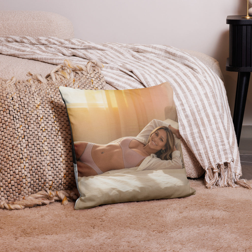 April golden-morning collector pillow — House of April, edge-to-edge print detail