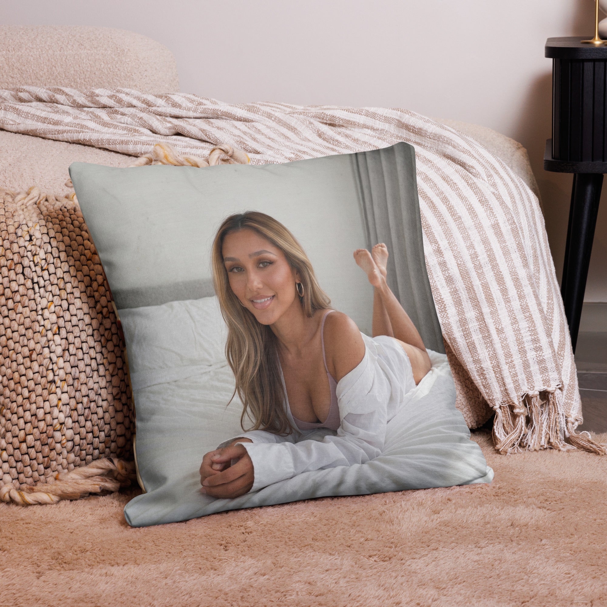 House of April premium throw pillow featuring April, cozy home decor